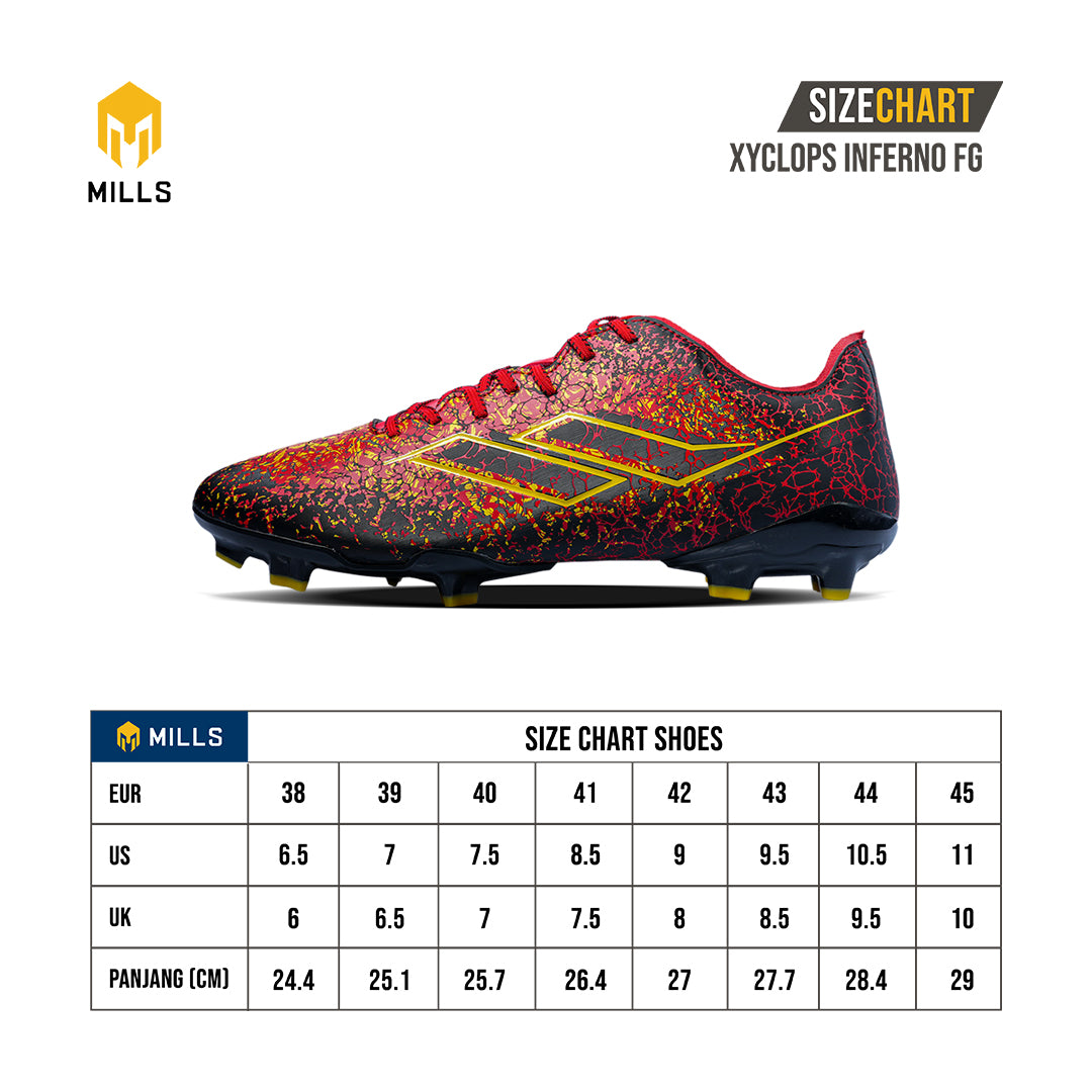 MILLS Sepatu Sepakbola Xyclops Inferno FG Red / Black / Gold 9303901