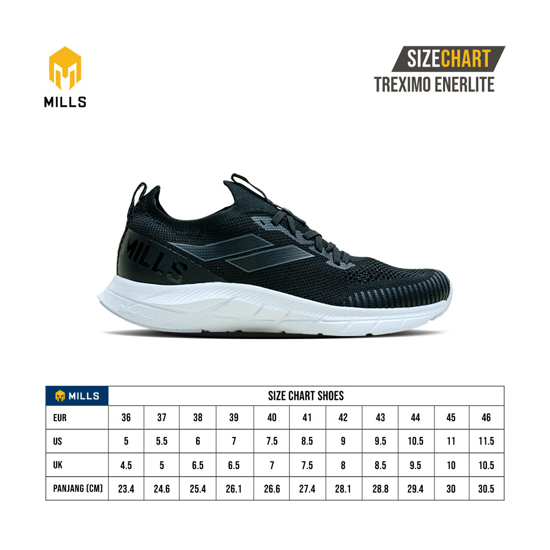 Mills Sepatu Lari Running Shoes Treximo Enerlite Black / White 9102006