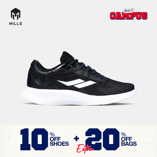 MILLS SEPATU LARI RUNNING SHOES SONIC BLACK/WHITE 9106303