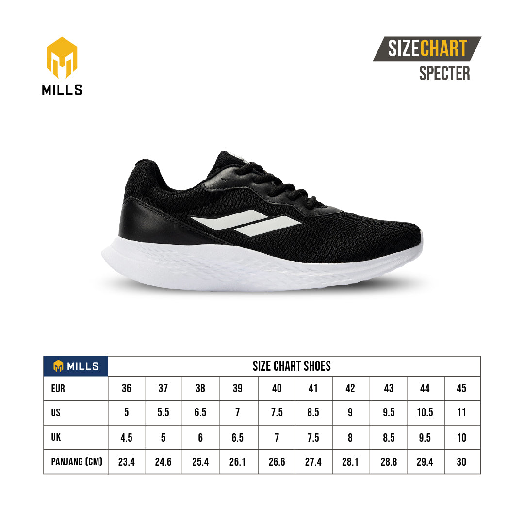 Mills Sepatu Lari Running Shoes Specter All Black 9101401