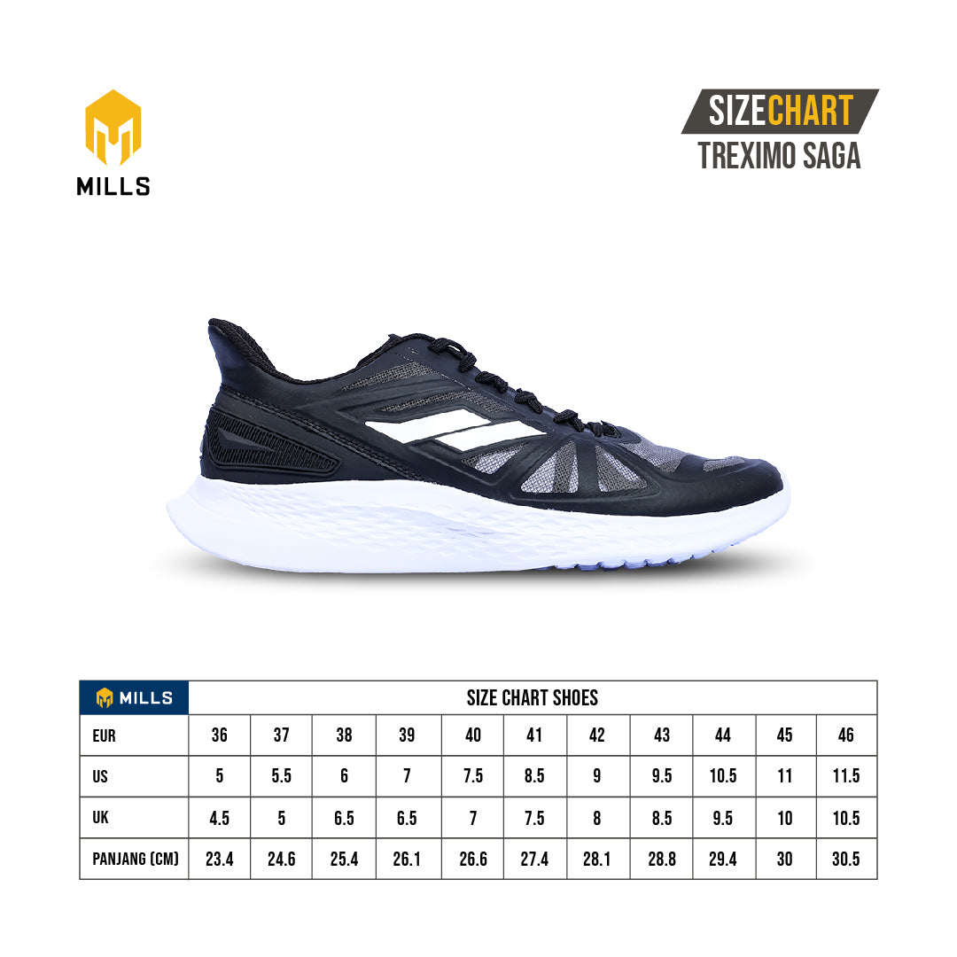 MILLS Sepatu Lari Running Shoes Treximo Saga Black/White 9100305