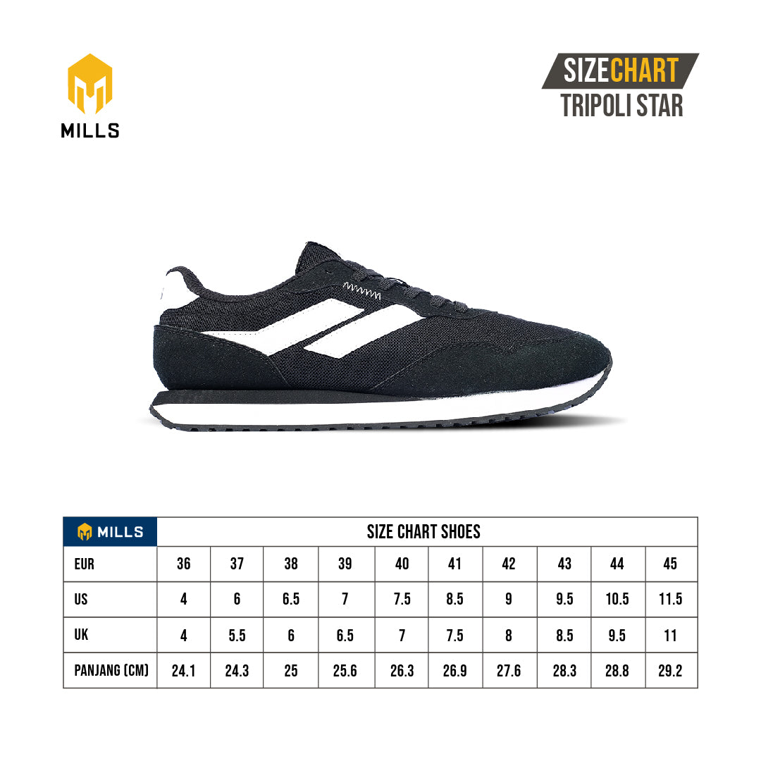 MILLS Sepatu Tripoli Star Black / White 9701404