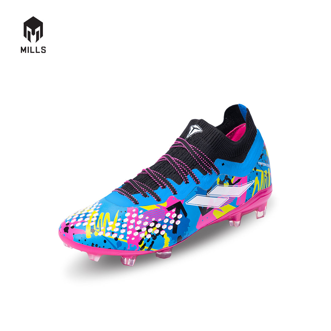 MILLS Sepatu Sepakbola TRITON Deisler 1.1 Elite FG Blue Doodles / Black / Magenta 9301204