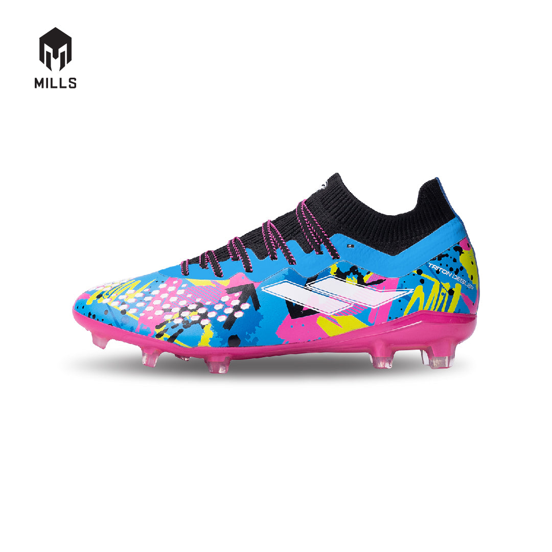 MILLS Sepatu Sepakbola TRITON Deisler 1.1 Elite FG Blue Doodles / Black / Magenta 9301204