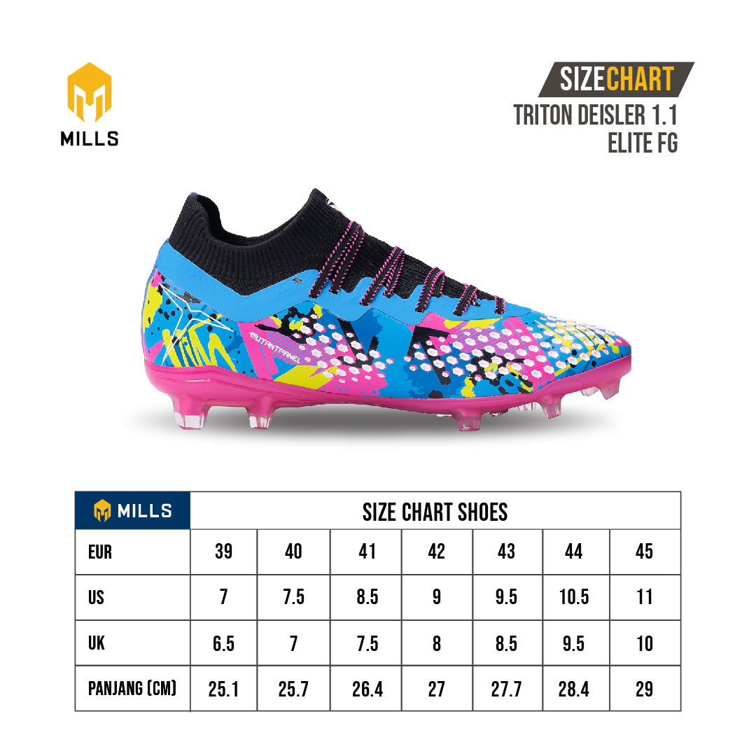 MILLS Sepatu Sepakbola TRITON Deisler 1.1 Elite FG Blue Doodles / Black / Magenta 9301204