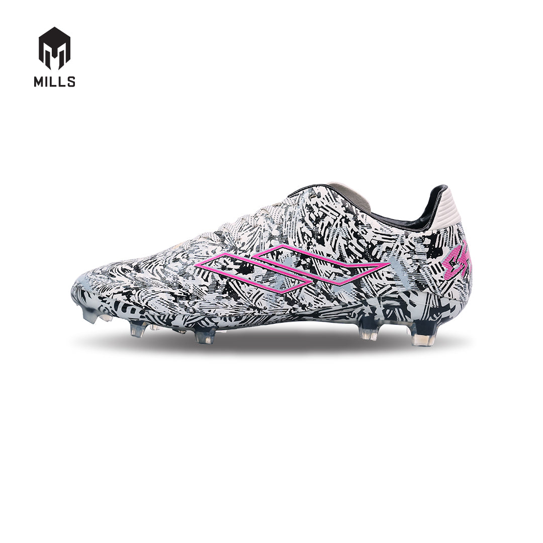 MILLS Sepatu Sepakbola TROYA CHAOS FG White / Black / Magenta 9302005