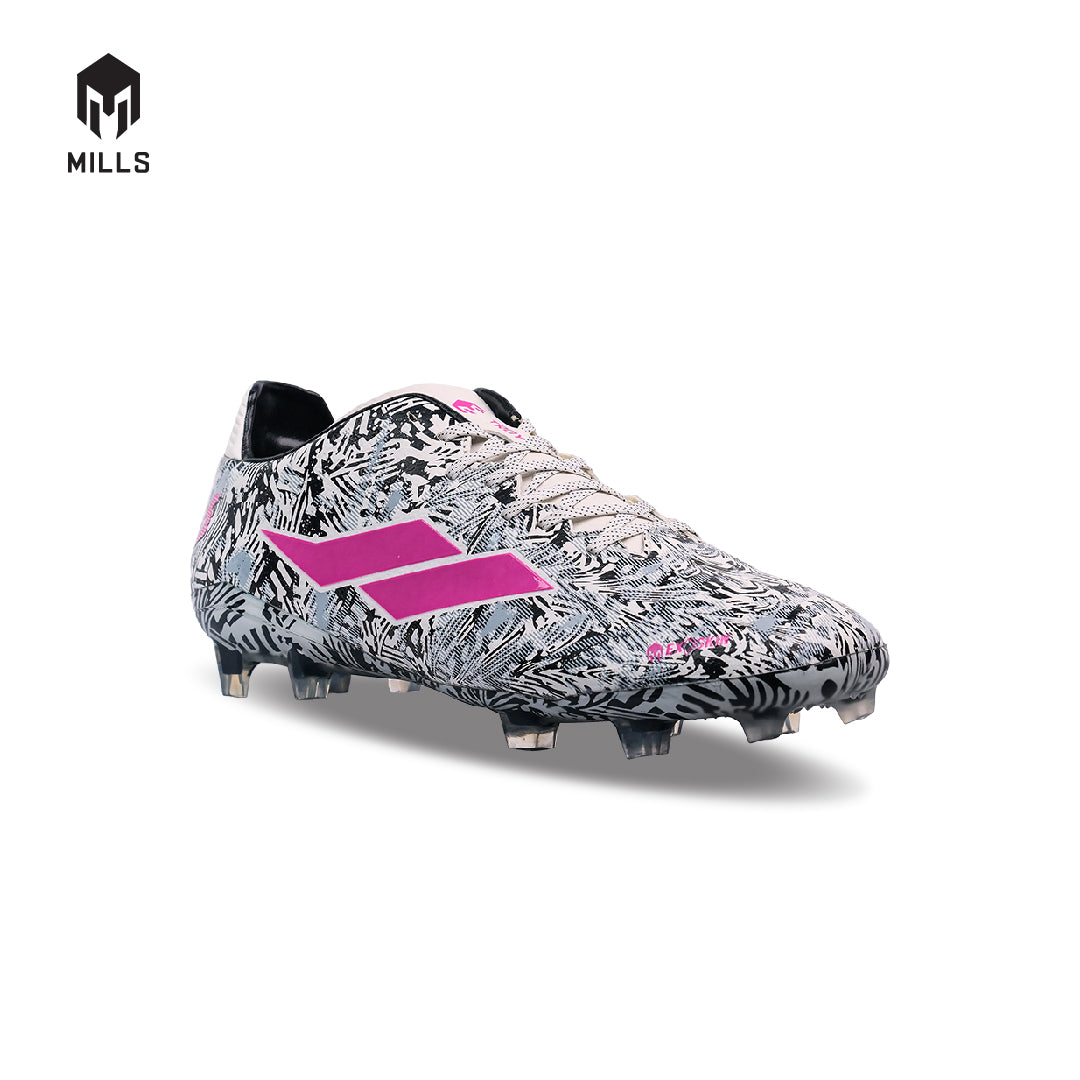 MILLS Sepatu Sepakbola TROYA CHAOS FG White / Black / Magenta 9302005