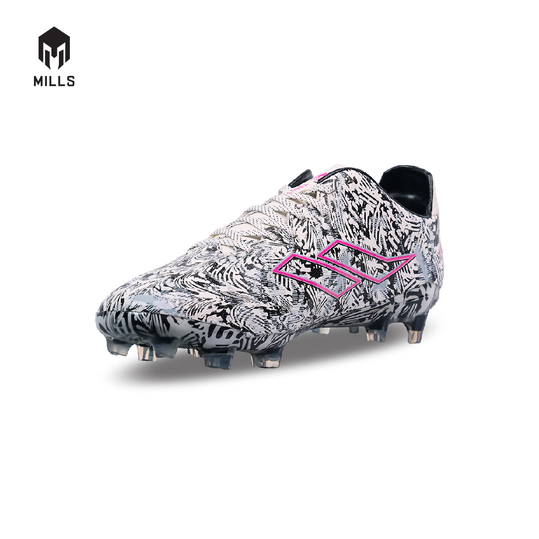 MILLS Sepatu Sepakbola TROYA CHAOS FG White / Black / Magenta 9302005