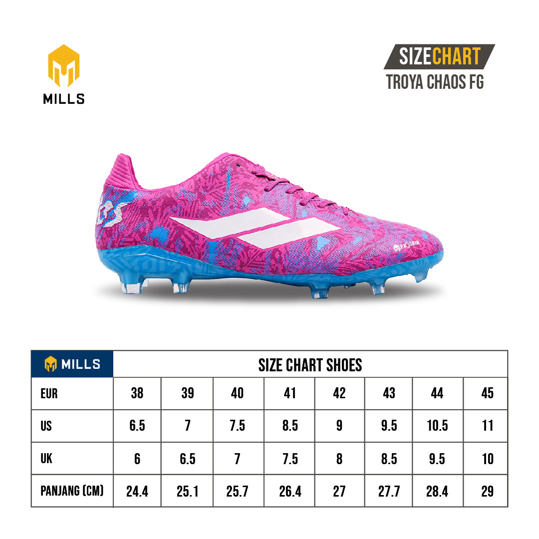 MILLS Sepatu Sepakbola TROYA CHAOS FG Magenta/Lt. Blue/White 9302007