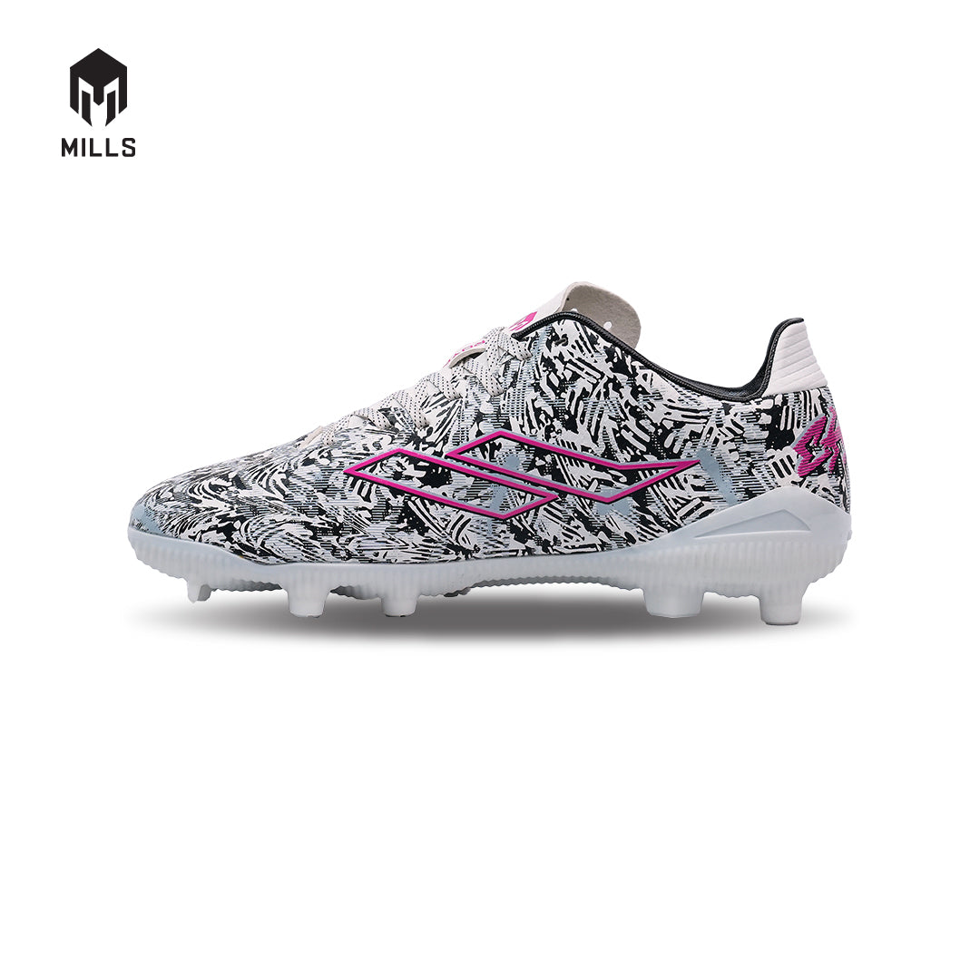 MILLS Sepatu Sepakbola TROYA CHAOS FG JR White / Black / Magenta 9200601