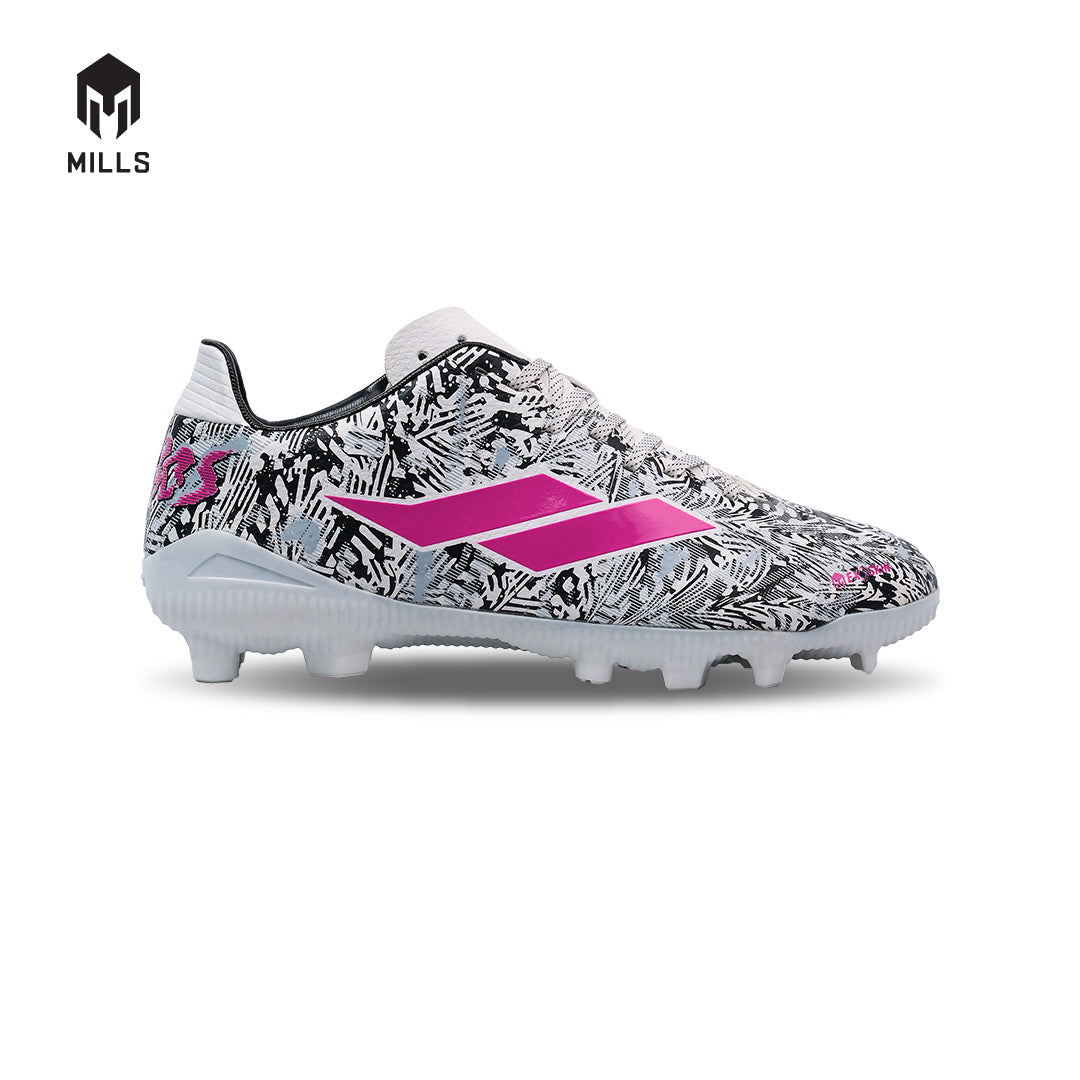 MILLS Sepatu Sepakbola TROYA CHAOS FG JR White / Black / Magenta 9200601