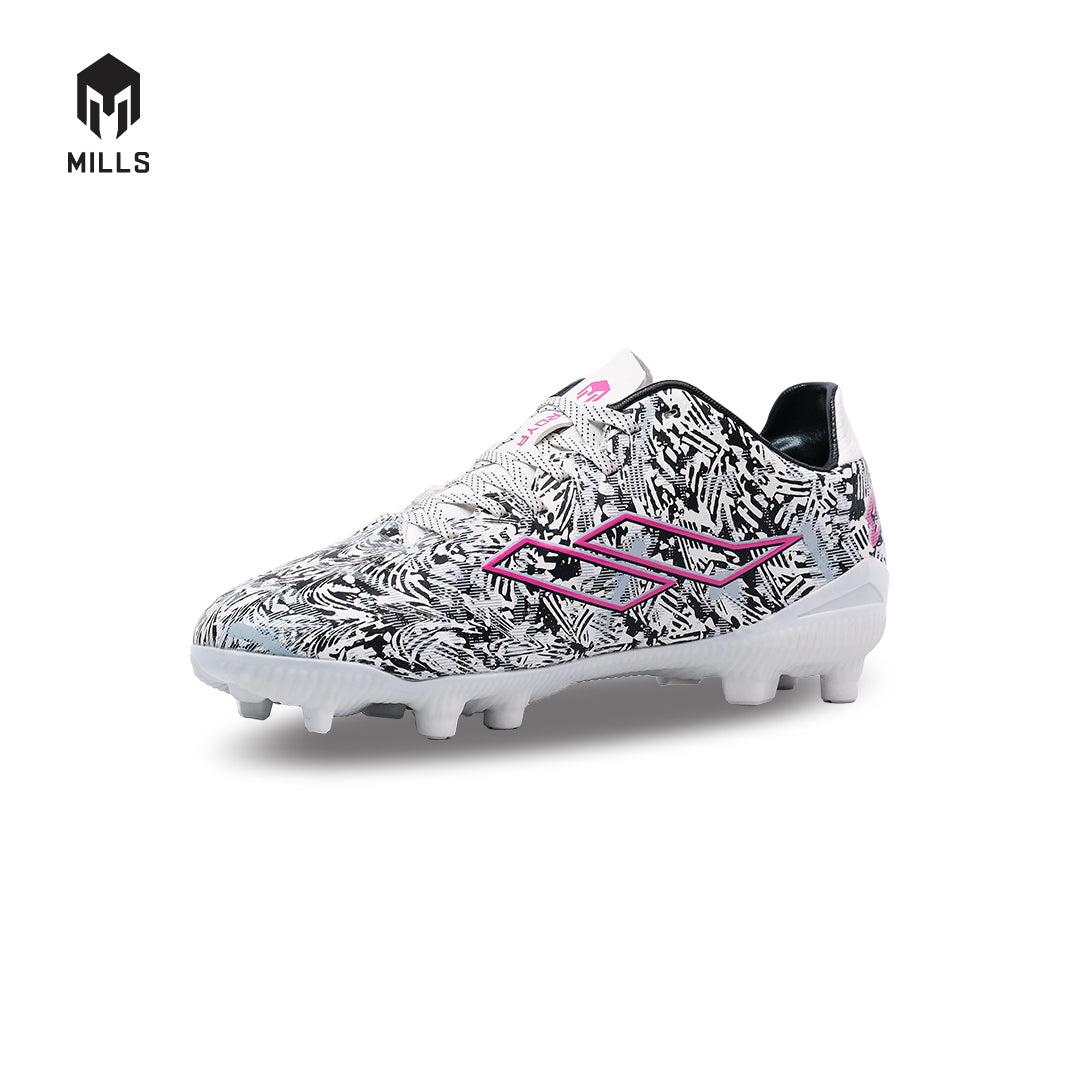 MILLS Sepatu Sepakbola TROYA CHAOS FG JR White / Black / Magenta 9200601