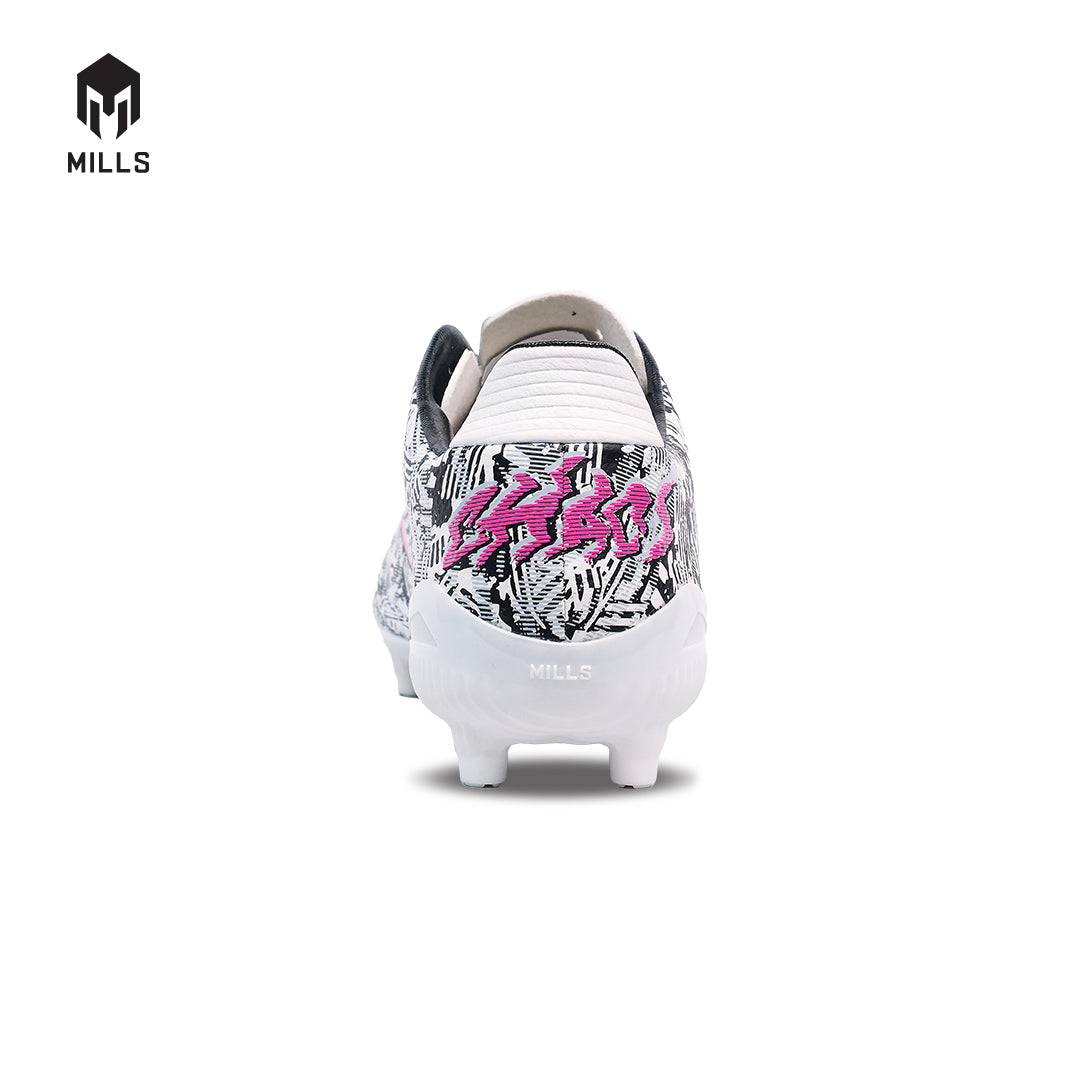 MILLS Sepatu Sepakbola TROYA CHAOS FG JR White / Black / Magenta 9200601