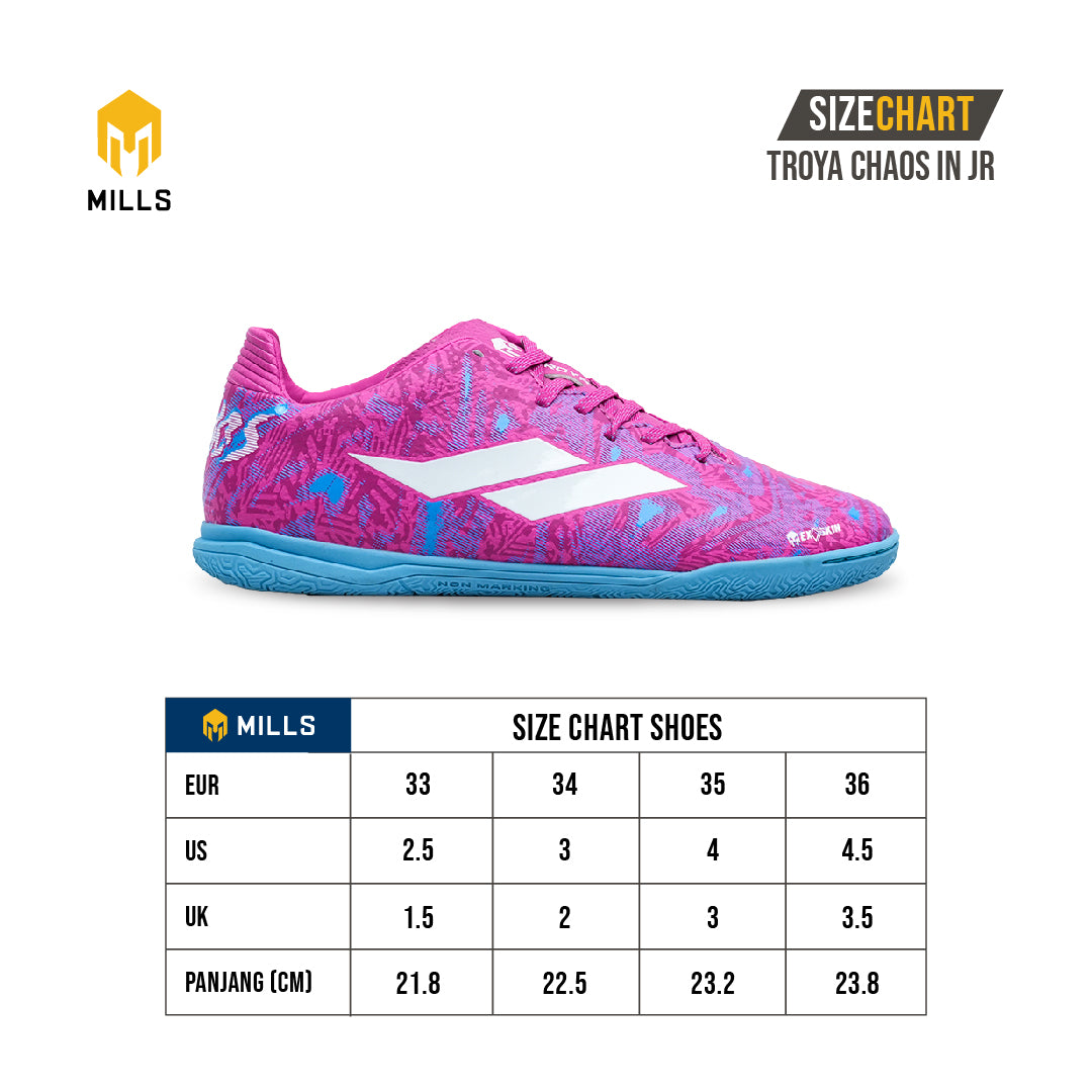 MILLS Sepatu Futsal TROYA CHAOS IN JR Magenta / LT. Blue / White 9800603