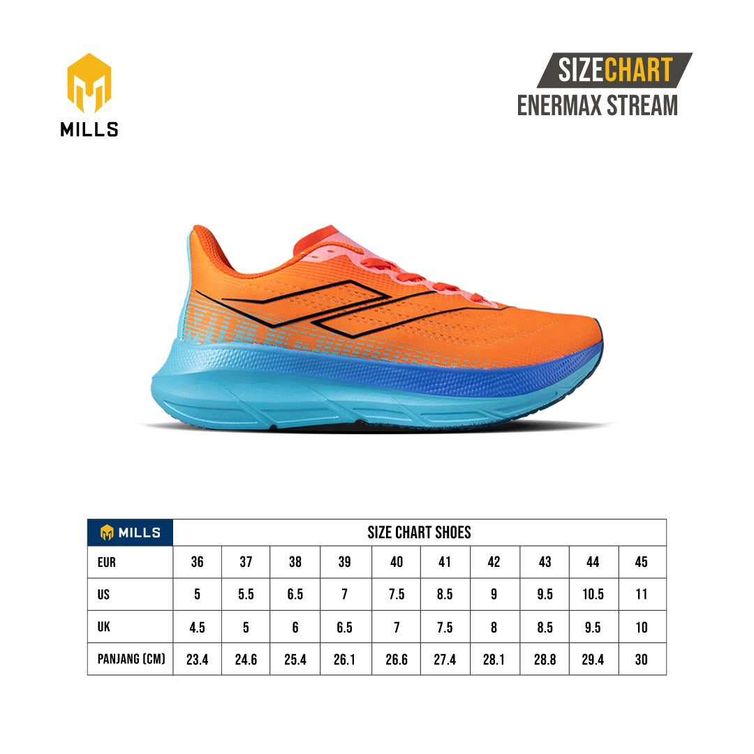 Mills Sepatu Lari Running Shoes Enermax Stream Orange / Black / Tosca 9103201