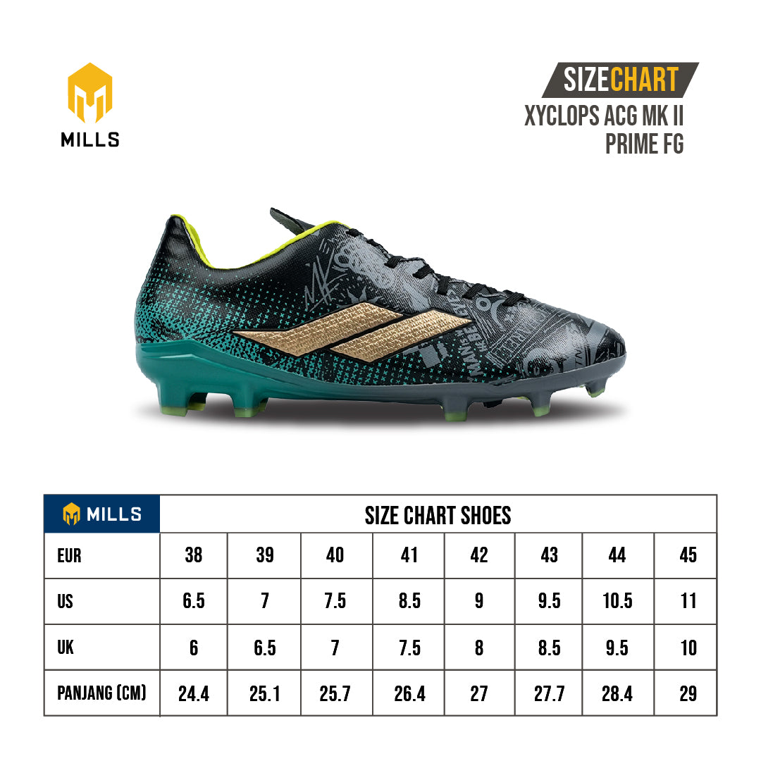 MILLS Sepatu Sepakbola Xyclops ACG MK II Prime FG White / Spectra. Green 9303601