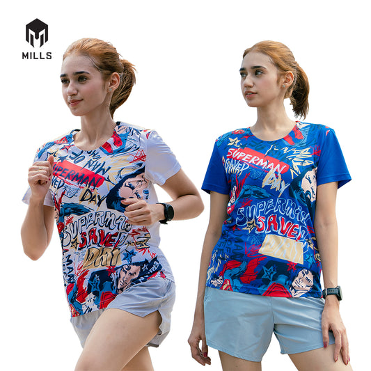 MILLS Superman Baju Olahraga Running Shirt Tee Shirt Women 5014DC