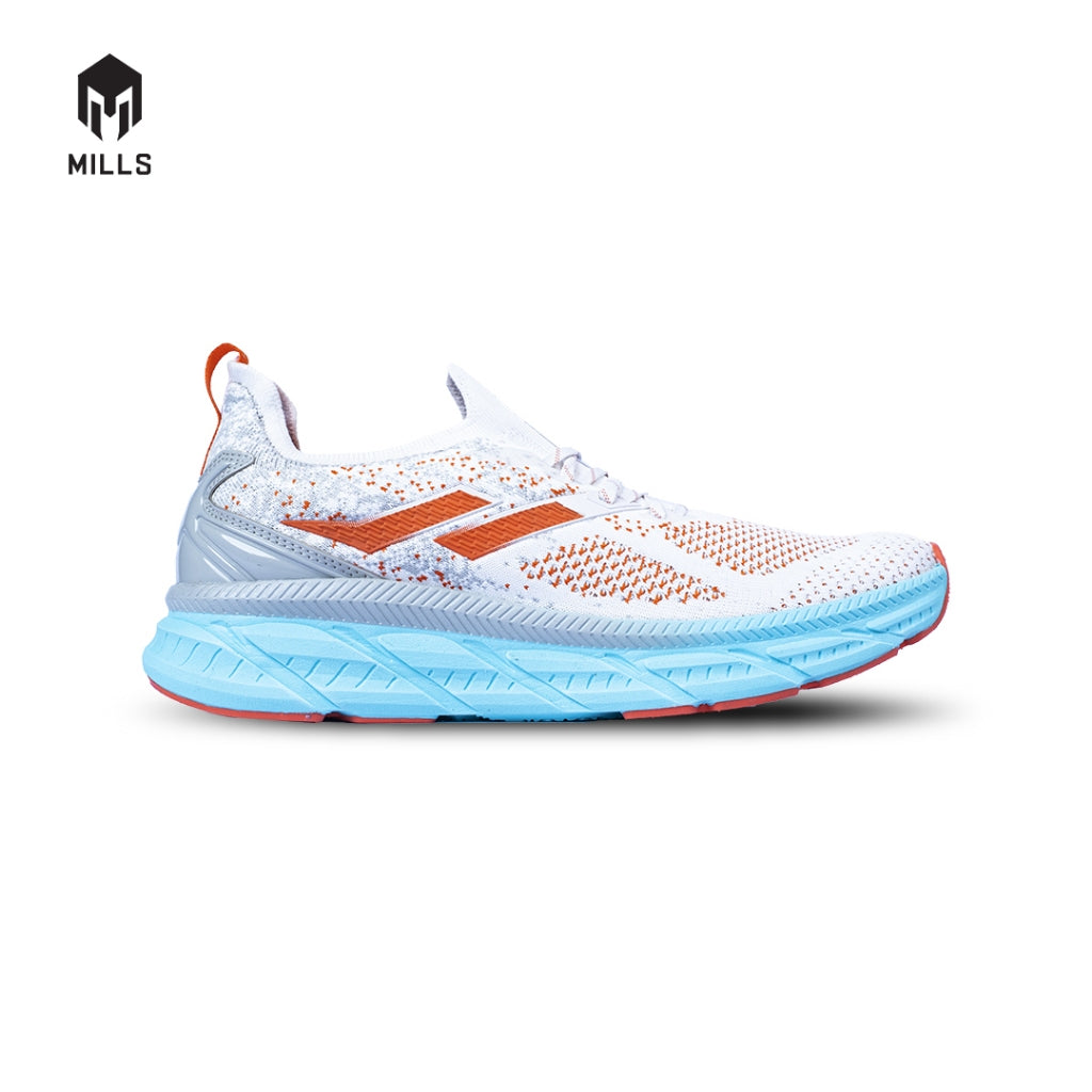 Mills Sepatu Lari Running Shoes Enermax Nanoknit  White / Grey / Tosca 9103103