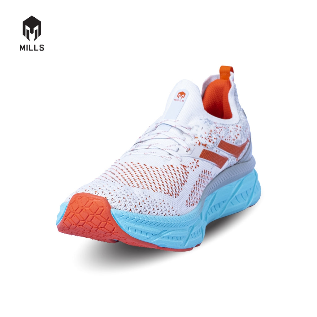 Mills Sepatu Lari Running Shoes Enermax Nanoknit  White / Grey / Tosca 9103103