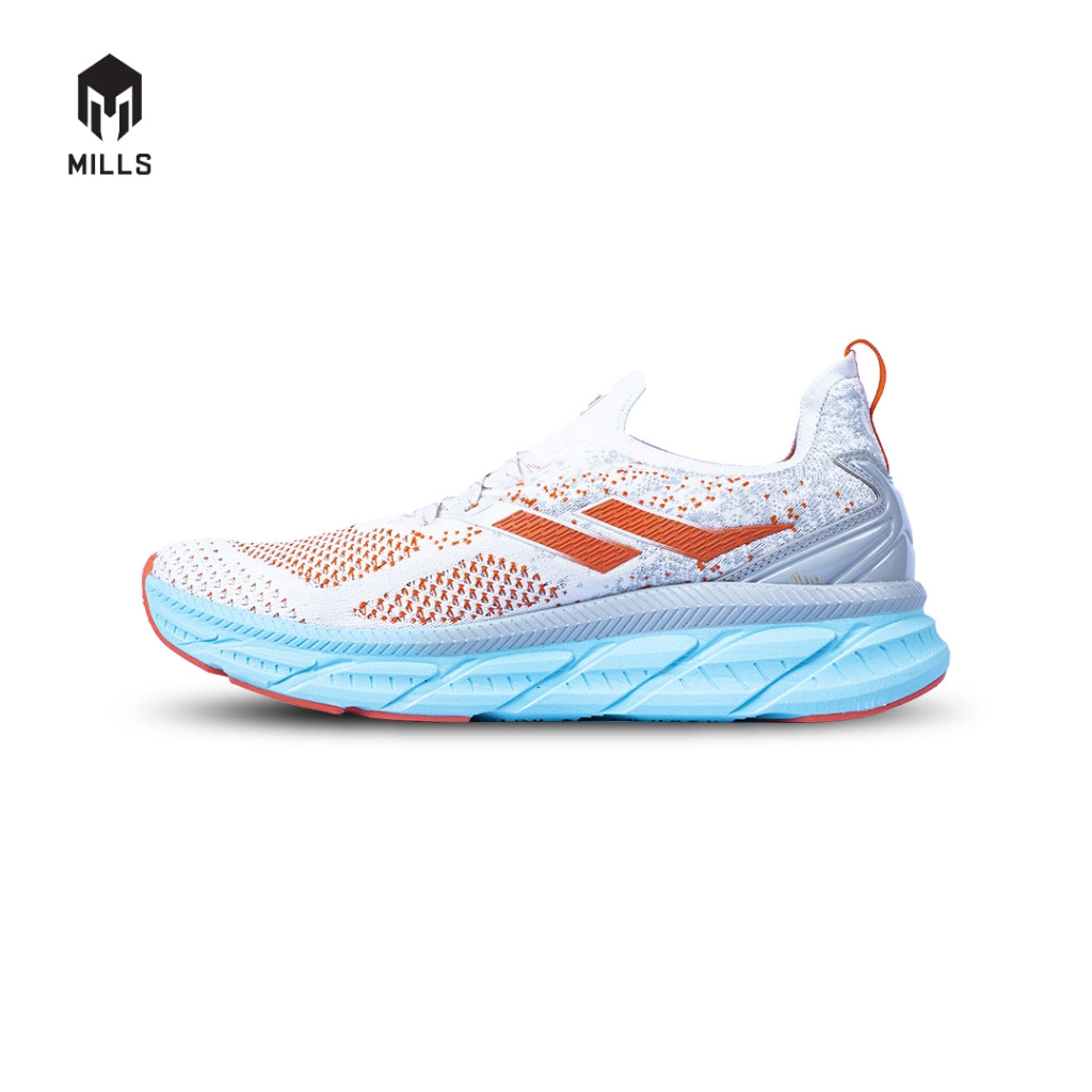 Mills Sepatu Lari Running Shoes Enermax Nanoknit  White / Grey / Tosca 9103103