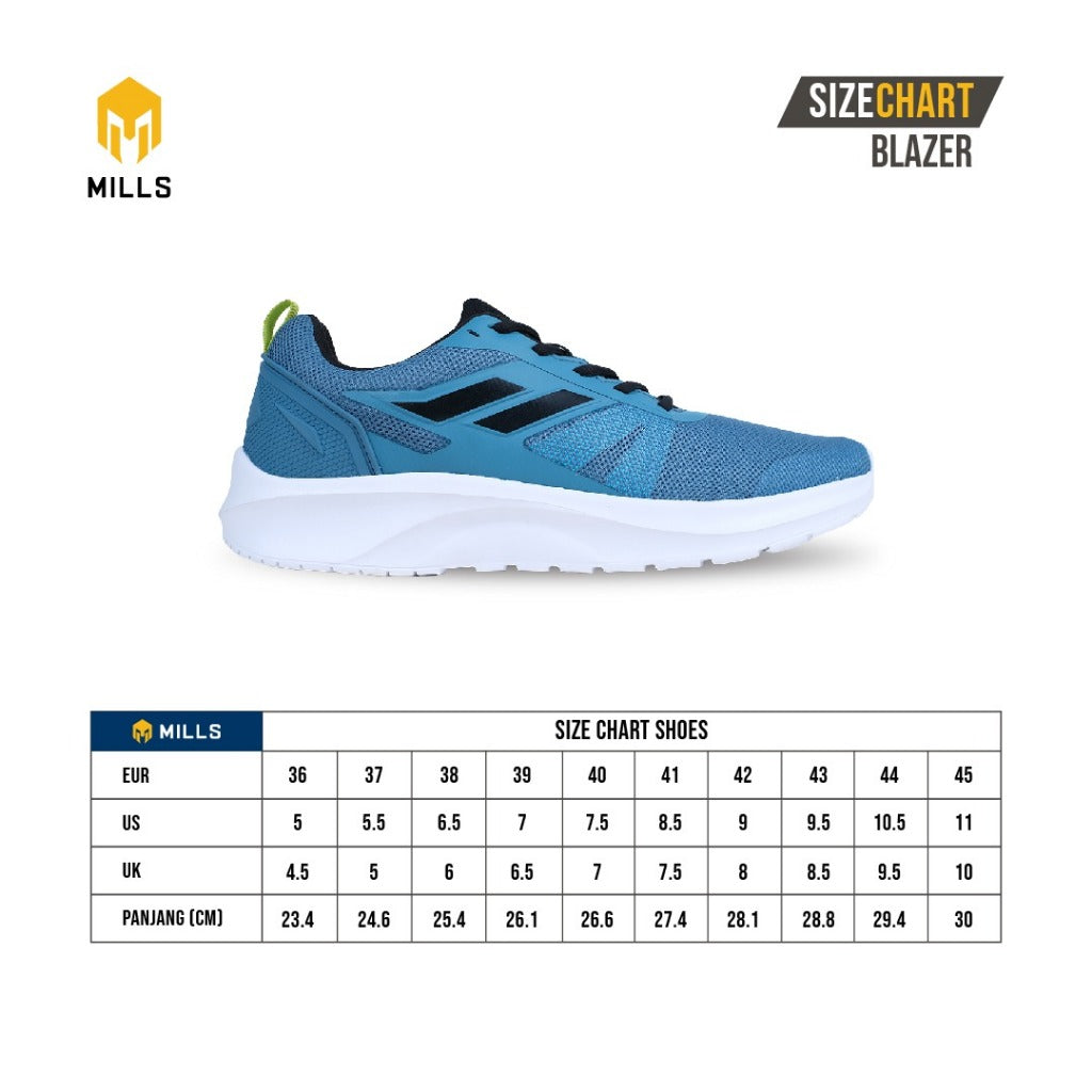 Mills Sepatu Lari Running Shoes Blazer White / Blue / Neon 9100502