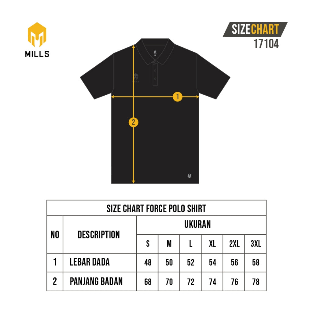 MILLS Polo Shirt Sport Style Force Polo Shirt 17104