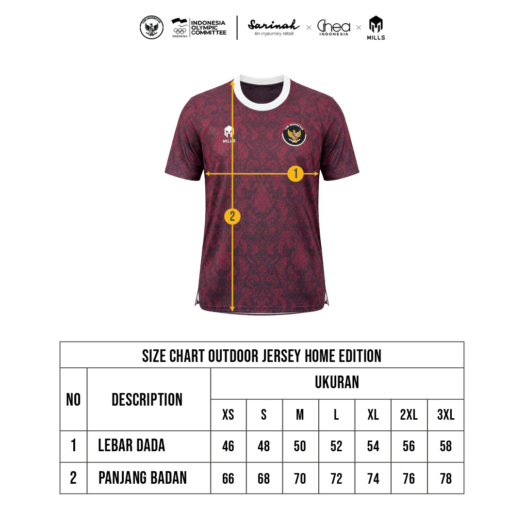 MILLS ASIAN GAMES HOME OUTDOOR JERSEY MAROON 00101015