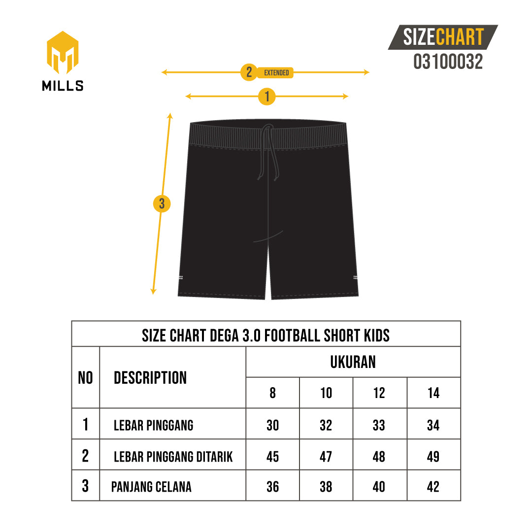 MILLS CELANA OLAHRAGA SEPAKBOLA FUTSAL FOOTBALL SHORT DEGA 3.0 KIDS 03100032