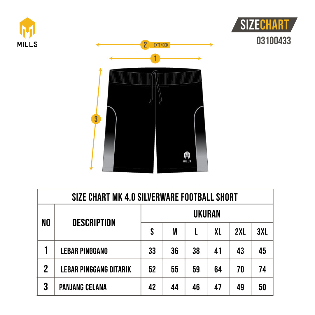 MILLS CELANA PENDEK OLAHRAGA SEPAKBOLA MK 4.0 SILVERWARE FOOTBALL SHORT 03100433