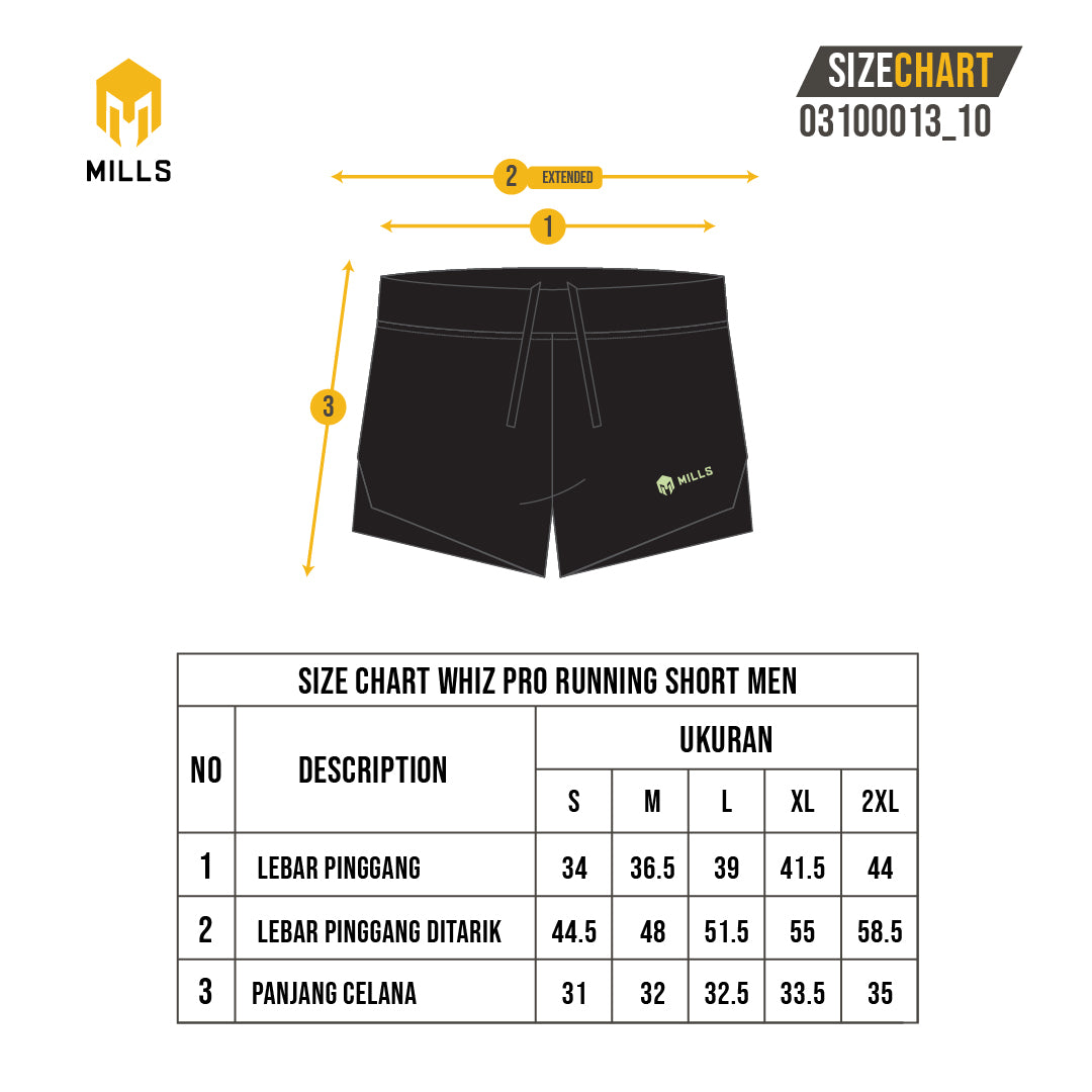 MILLS CELANA RUNNING WHIZ PRO RUNNING SHORT MEN BLACK 03100013