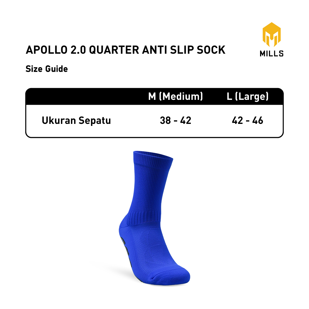 MILLS KAOS KAKI OLAHRAGA APOLLO 2.0 QUARTER ANTI SLIP SOCK 05602029