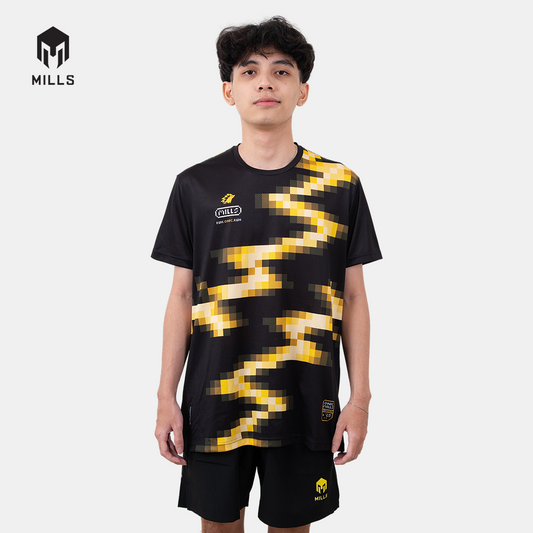 MILLS ONIC NOSTALNIC RUNNING T-SHIRT BLACK/YELLOW 00100698 17ONC