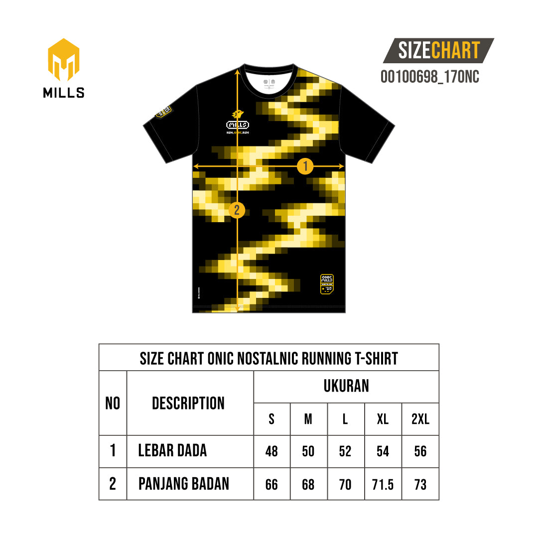 MILLS ONIC NOSTALNIC RUNNING T-SHIRT BLACK/YELLOW 00100698 17ONC
