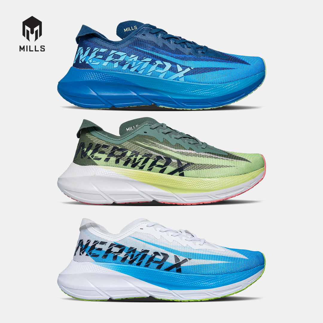 MILLS SEPATU LARI RUNNING SHOES ENERMAX CUSHION M3 NAVY/BLUE/LIME.GREEN 9104201