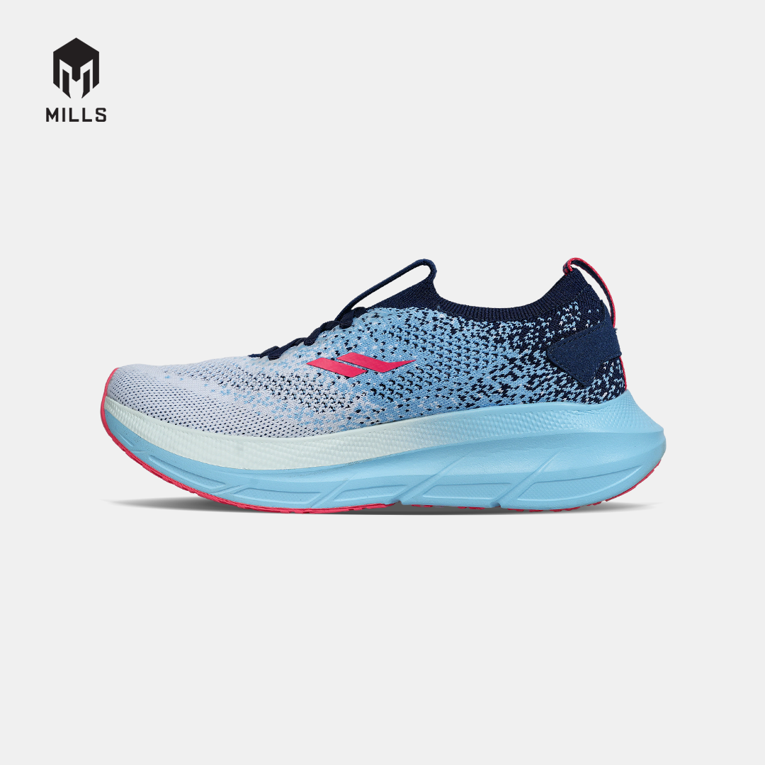 MILLS SEPATU LARI RUNNING SHOES ENERMAX NANOKNIT M2 NAVY/CYAN/RED CORAL 9108104