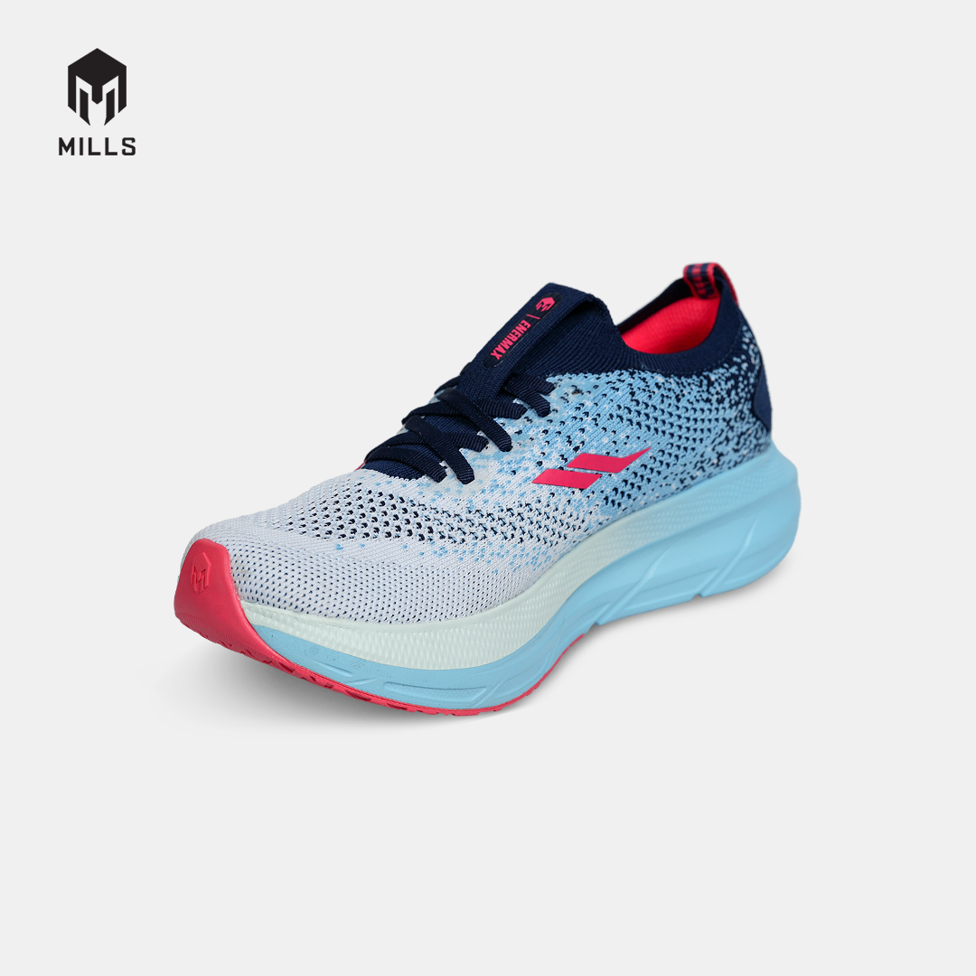 MILLS SEPATU LARI RUNNING SHOES ENERMAX NANOKNIT M2 NAVY/CYAN/RED CORAL 9108104