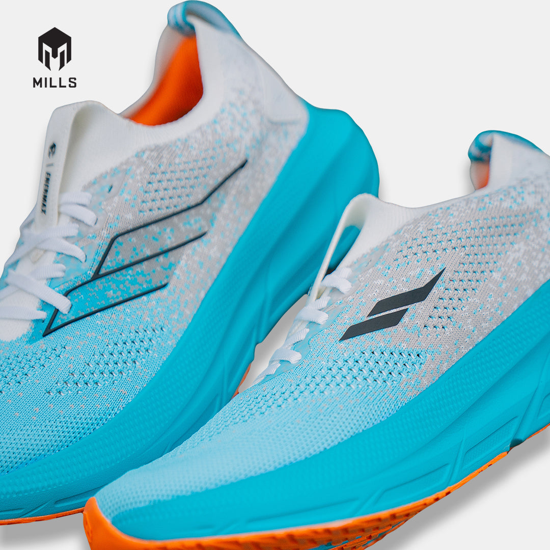 MILLS SEPATU LARI RUNNING SHOES ENERMAX NANOKNIT M2 WHITE/JAVA.CYAN/BLACK 9108107