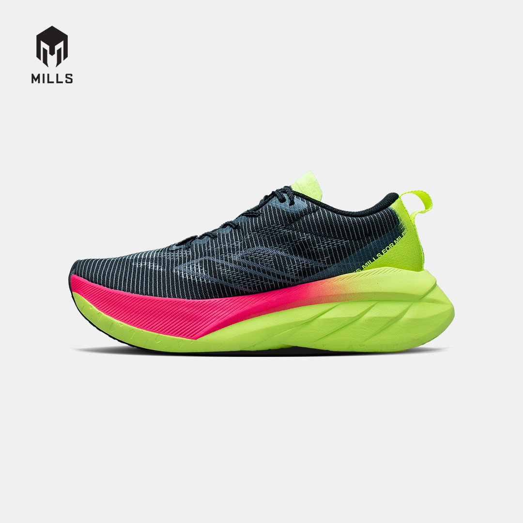 MILLS SEPATU LARI RUNNING SHOES ENERSTRIKE BLITZ M2 BLACK/NEON GREEN/MAGENTA 9107103