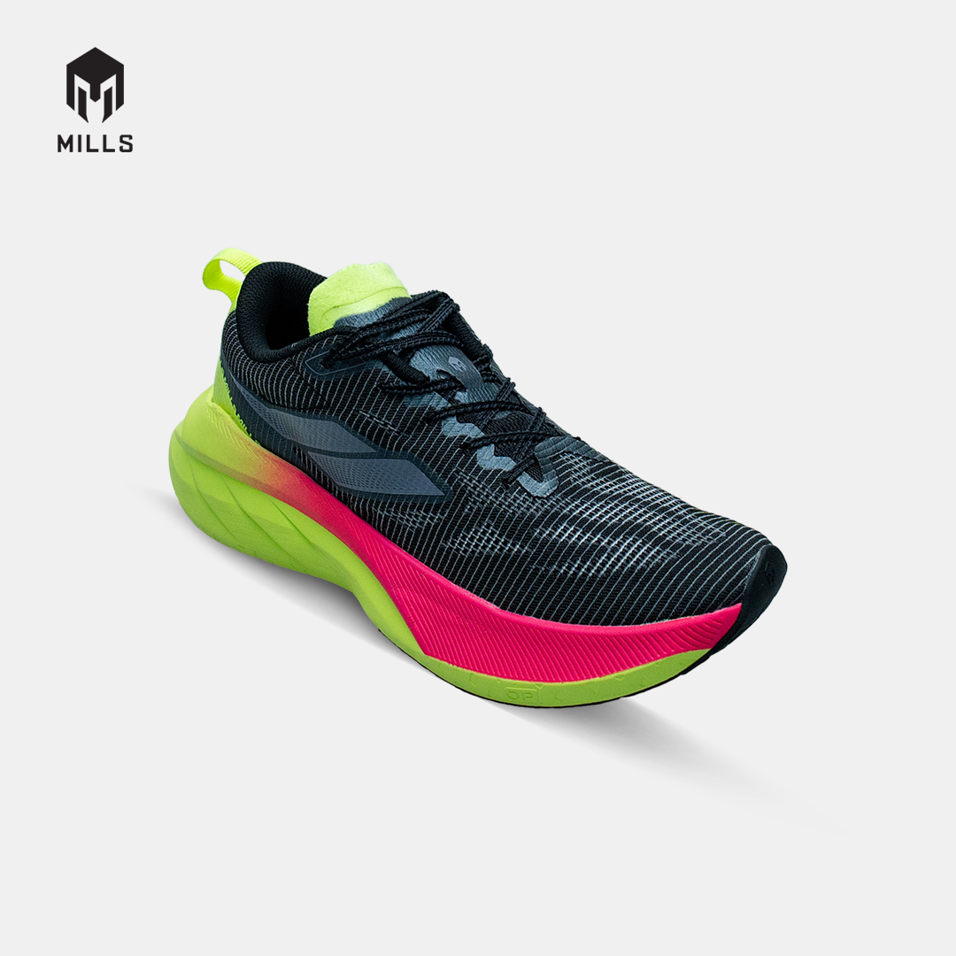 MILLS SEPATU LARI RUNNING SHOES ENERSTRIKE BLITZ M2 BLACK/NEON GREEN/MAGENTA 9107103