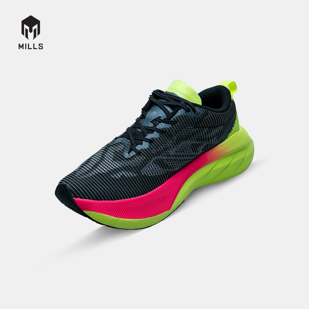 MILLS SEPATU LARI RUNNING SHOES ENERSTRIKE BLITZ M2 BLACK/NEON GREEN/MAGENTA 9107103