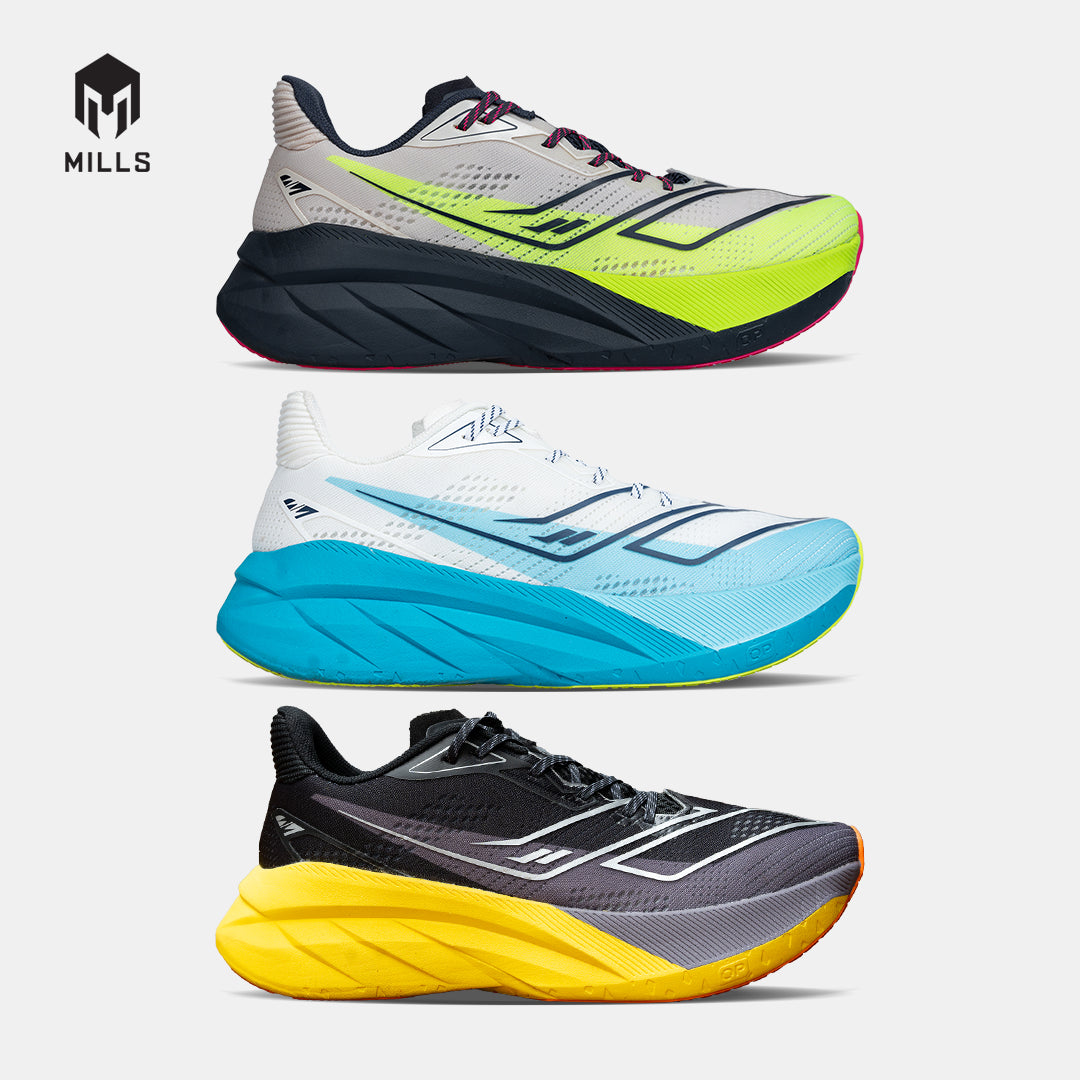 MILLS SEPATU LARI RUNNING SHOES ENERSTRIKE HYPER WHITE/BLUE/NEON 9105607