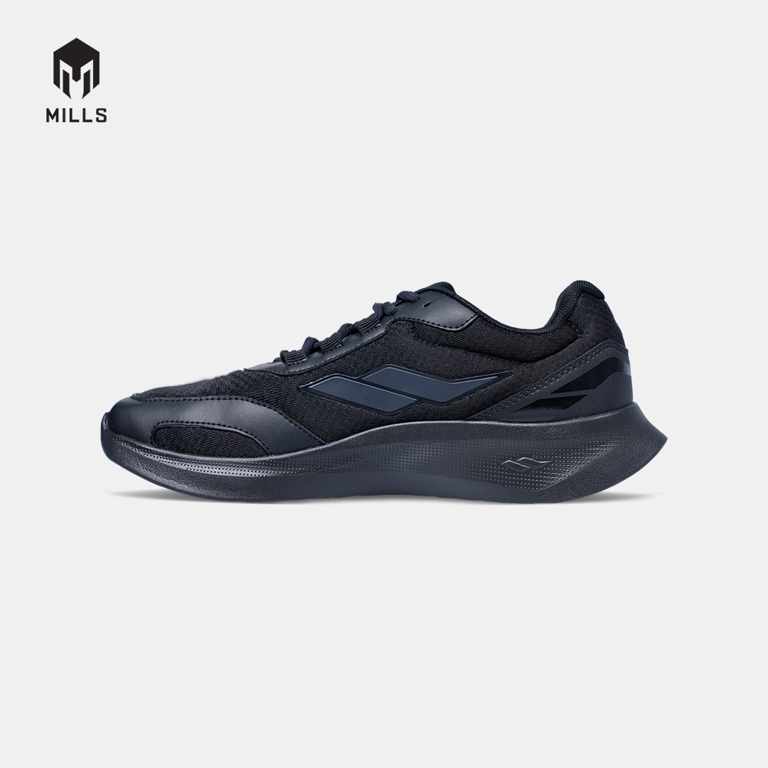 MILLS SEPATU LARI RUNNING SHOES KAISER ALL BLACK 9106402