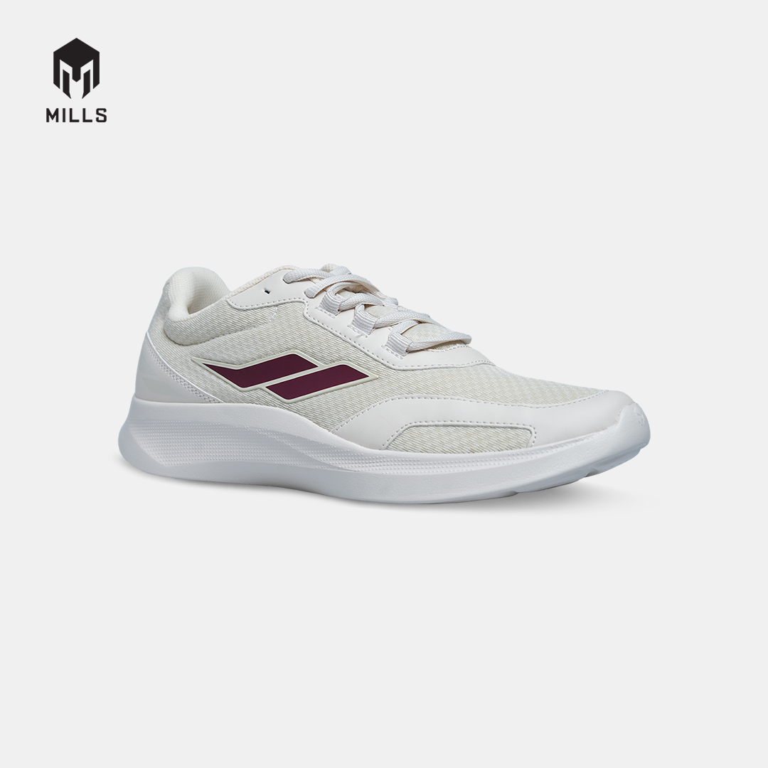 MILLS SEPATU LARI RUNNING SHOES KAISER OFF WHITE/BURGUNDY 9106405