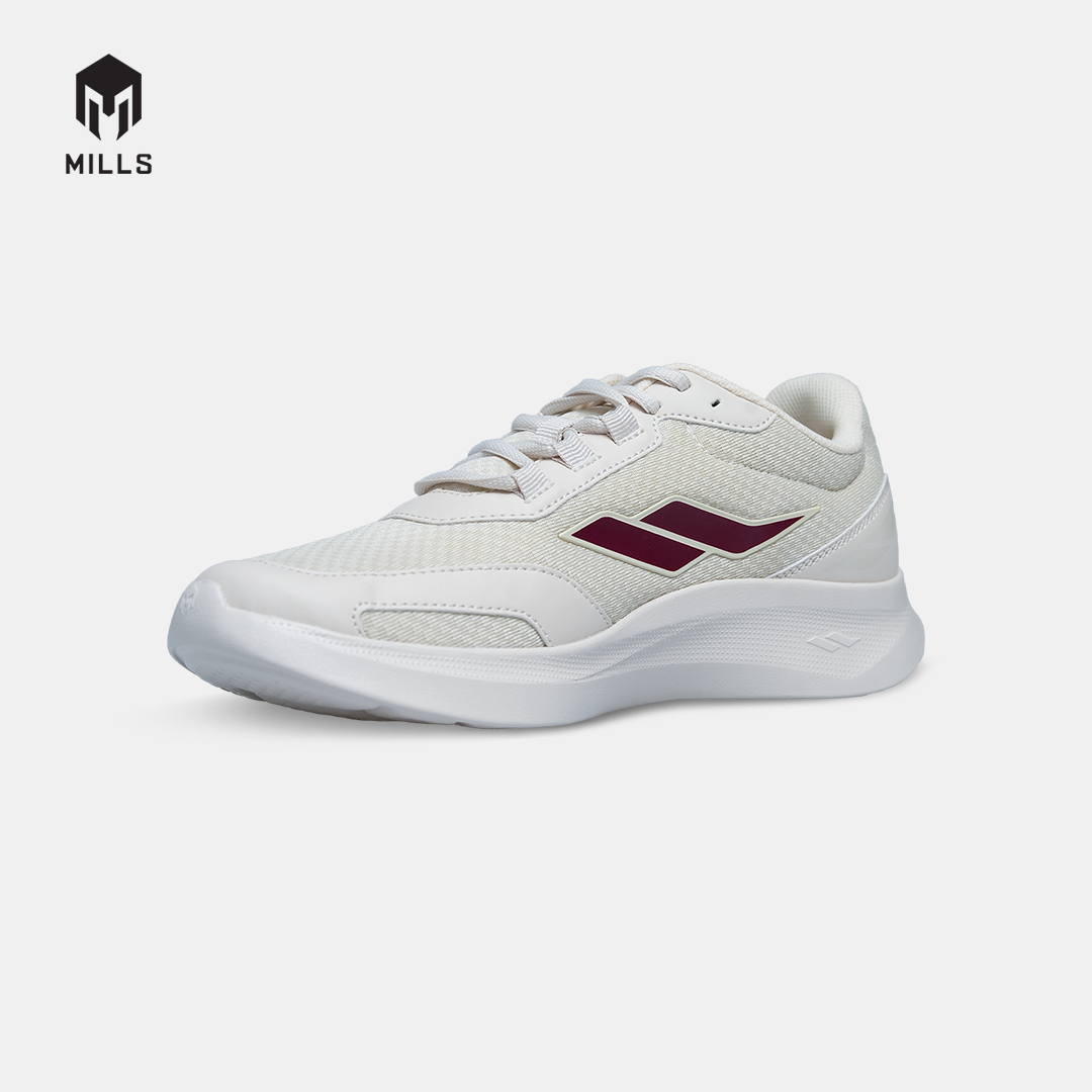 MILLS SEPATU LARI RUNNING SHOES KAISER OFF WHITE/BURGUNDY 9106405