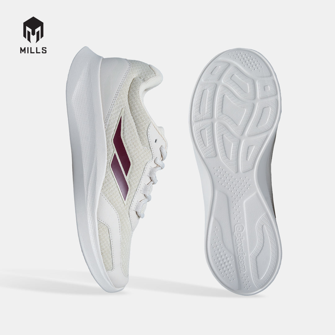 MILLS SEPATU LARI RUNNING SHOES KAISER OFF WHITE/BURGUNDY 9106405