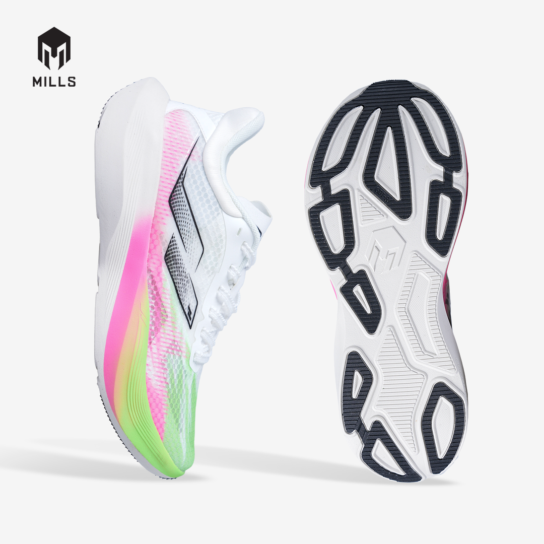 MILLS SEPATU LARI RUNNING SHOES TREXIMO FURY WHITE / HOT PINK / ACID GREEN 9109601