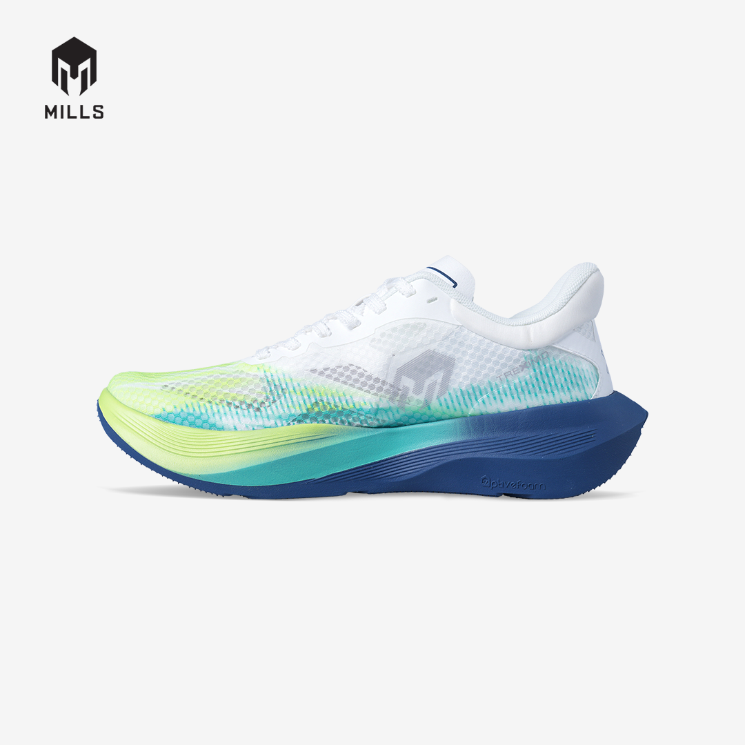 MILLS SEPATU LARI RUNNING SHOES TREXIMO FURY WHITE / STEEL BLUE / ACID GREEN 9109602
