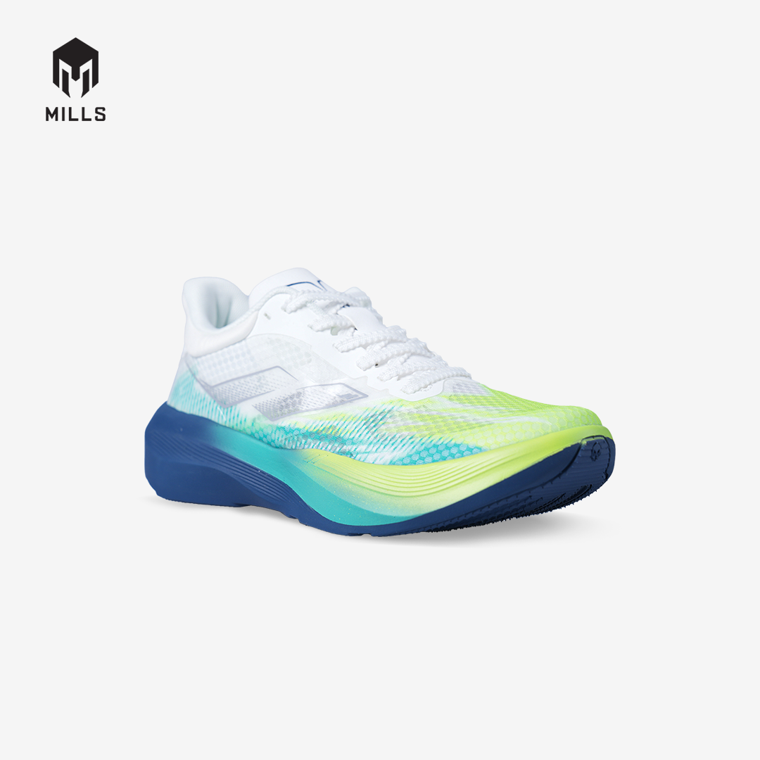 MILLS SEPATU LARI RUNNING SHOES TREXIMO FURY WHITE / STEEL BLUE / ACID GREEN 9109602