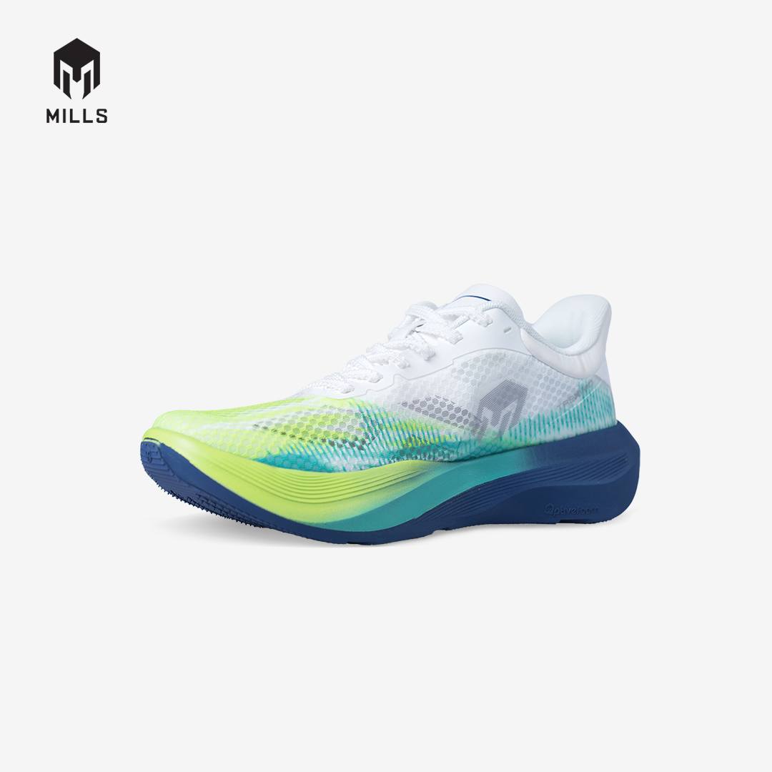 MILLS SEPATU LARI RUNNING SHOES TREXIMO FURY WHITE / STEEL BLUE / ACID GREEN 9109602
