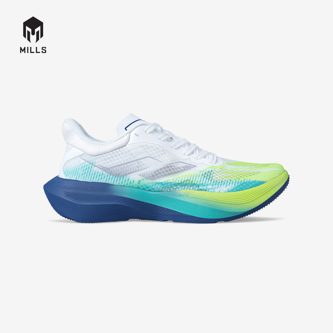 MILLS SEPATU LARI RUNNING SHOES TREXIMO FURY WHITE / STEEL BLUE / ACID GREEN 9109602